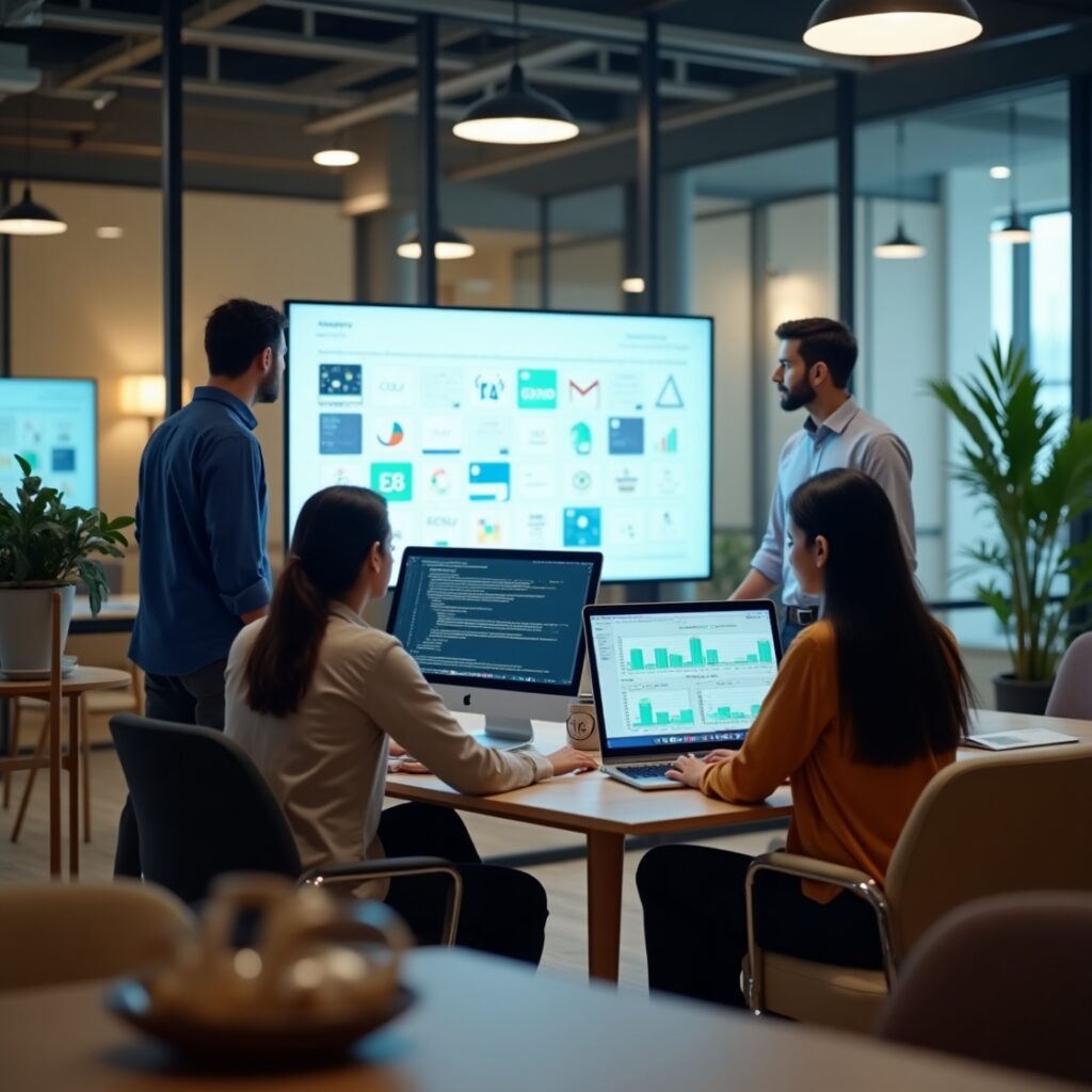 Team focusing on enhancing product using AI by Tech Zoma, an AI development company in Pakistan.